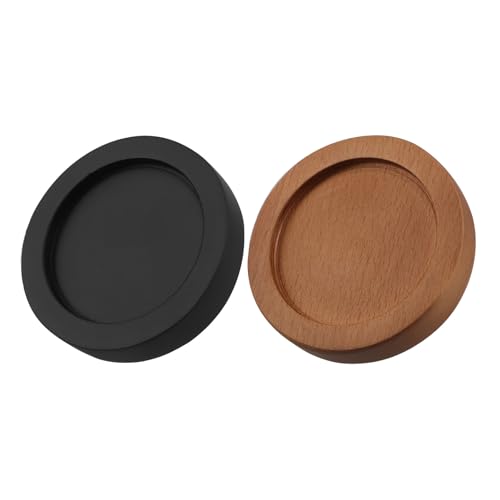 POPETPOP Bandeja para Molinillo de Especias 2 Piezas Base de Madera Antideslizante 5.7 Cm Soporte para Molinillo de Sal y Pimienta Organizador de Condimentos para Cocina