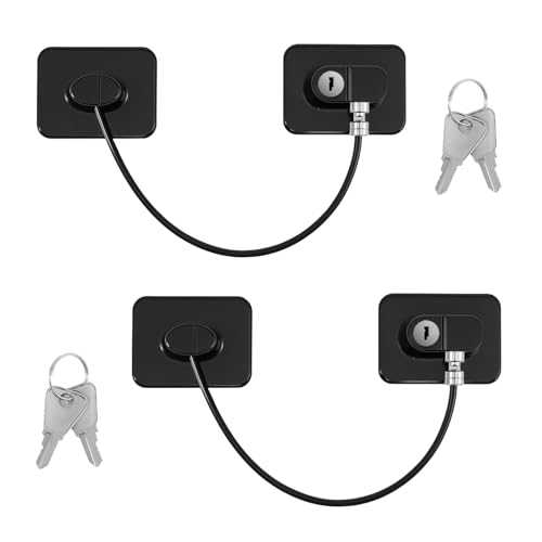 2 Pcs Securite Fenetre Enfant, Serrures Protection Fenetre Enfant avec 4 Clés, Forte Adhésif Serrure Frigo pour Bloque Porte Placard Armoire Tiroir Laveuse,...