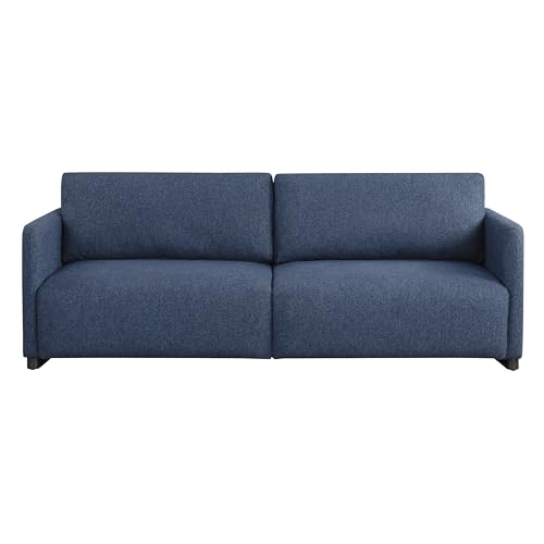 Image of Serta Vail 86 inch Convertible Sleeper Sofa, Queen Size, Wall-Hugging Dreamglide Mechanism, Dreamcoil Comfort, Boucle Fabric, Navy Blue