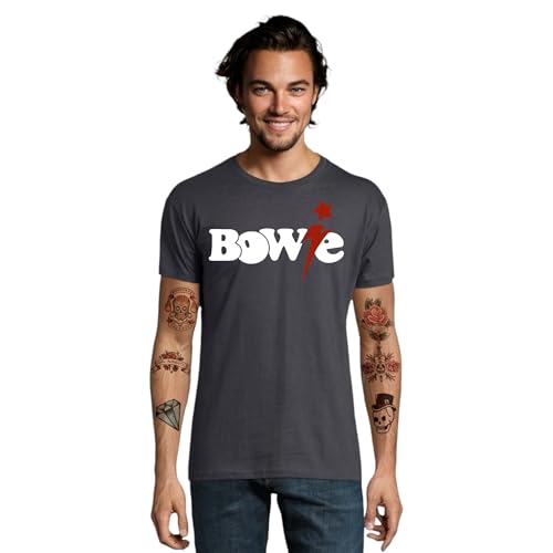Camiseta David Bowie Pop,Rock, Concierto (M, Gris Plomo)