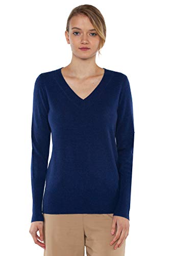 Image of JENNIE LIU Women's 100% Pure Cashmere Long Sleeve Ava V Neck Pullover Sweater