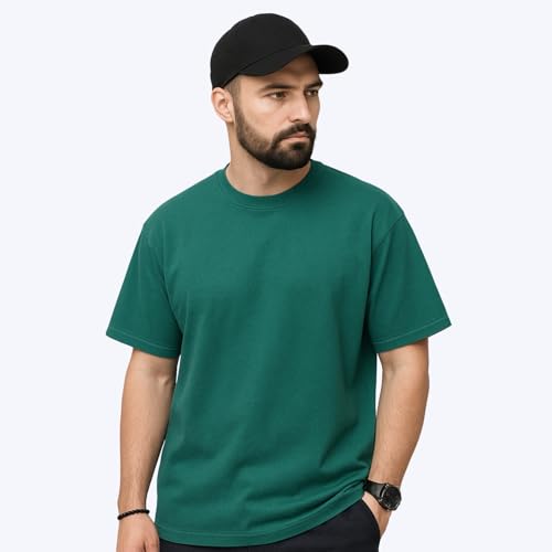 Image of KART BLACK Men's Oversized Fit Solid Cotton T-Shirt (Pack of 3 & Single) | Half Sleeve Plain Oversized Tees (Pack of 3 & Single) | Premium Soft Cotton Casual Wear for Men