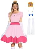 For G and PL Women's Halloween Princess Pea Costume Adult Square Neck Puff Sleeve Off Shoulder Short Dress 4PC XS