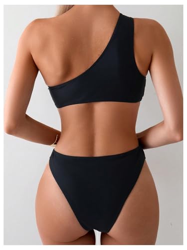 Milumia Women's Cut Out One Shoulder Sleeveless Swimwear Sexy Solid One Piece Bathing Suit2