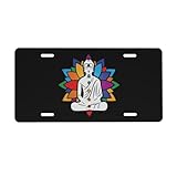BXDEOOPWE Buddha Chakra Meditation Car Front Fake License Plate Decoration Vanity Label 6x12 Inch Front and Rear License Plates Black