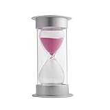 15 Minutes Hourglass,Siveit Modern Sand Timer with Pink Sand for Mantel Office Desk Coffee Table Book Shelf Curio Cabinet or End Table Christmas Birthday Valentine's Present(15Min Pink)