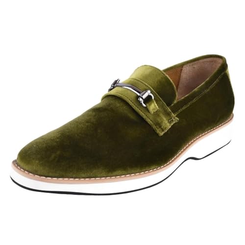 Image of LIBERTYZENO Mens Tuxedo Canvas Textile and Suede Leather Noble Loafers and Slip On Wedding Party Shoes for Easter Gift