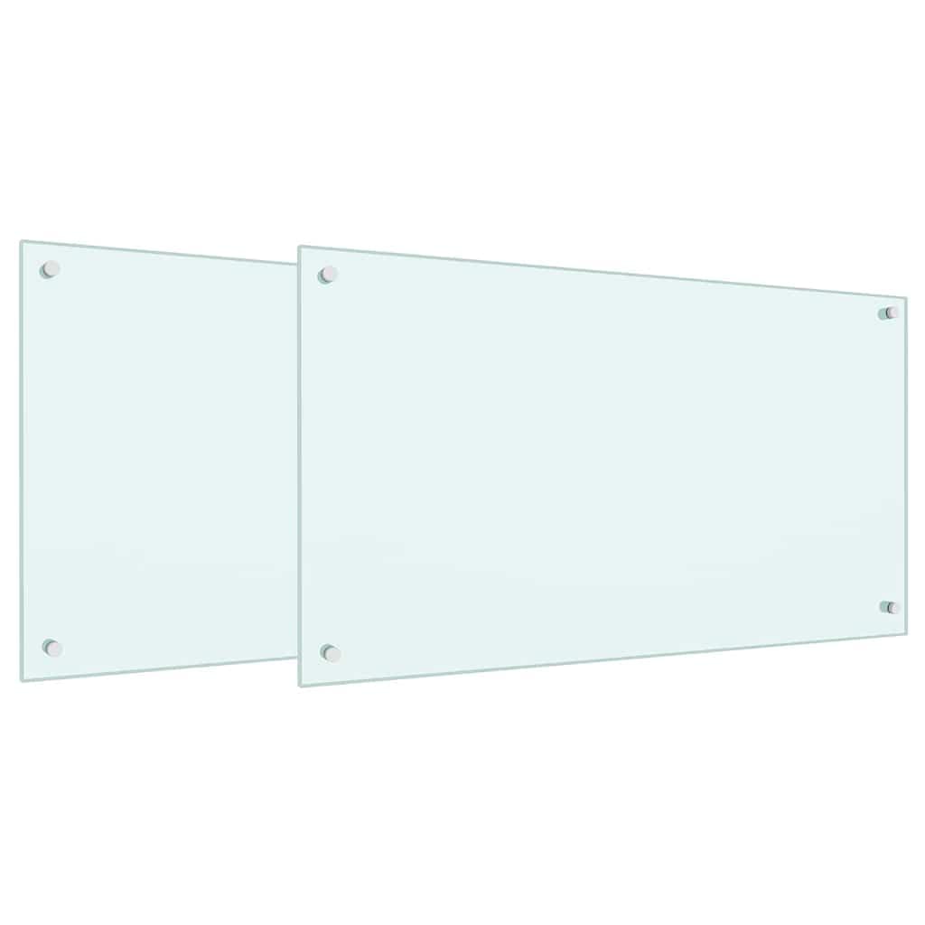 Solivagant Küchenrückwand 2 pcs Weiß 90 x 50 cm Gehärtetes Glas, Küche Esszimmer,Küchenhelfer -utensilien, 15 kg-3415420