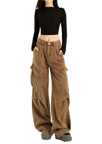 SANGTREE Women's Wide Leg Baggy Cargo Pants with Pockets2