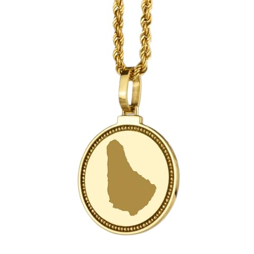 Pendentif carte de la Barbade en argent 925 gravé et plaqué or LKBEADS