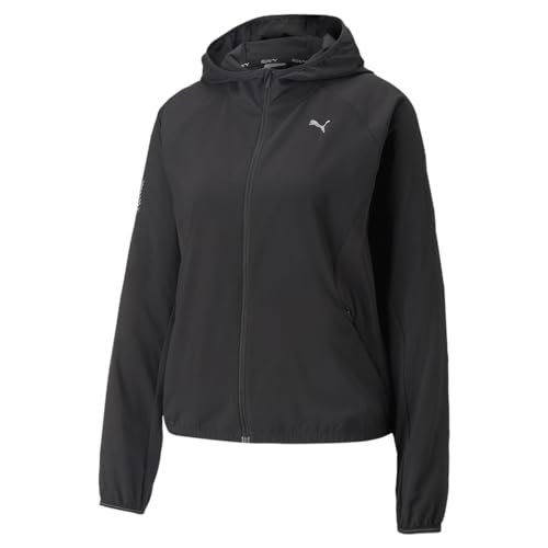 PUMA Womens Run Lightweight Jacket Running Athletic Outerwear Full Zip Moisture Wicking - Black - Size M
