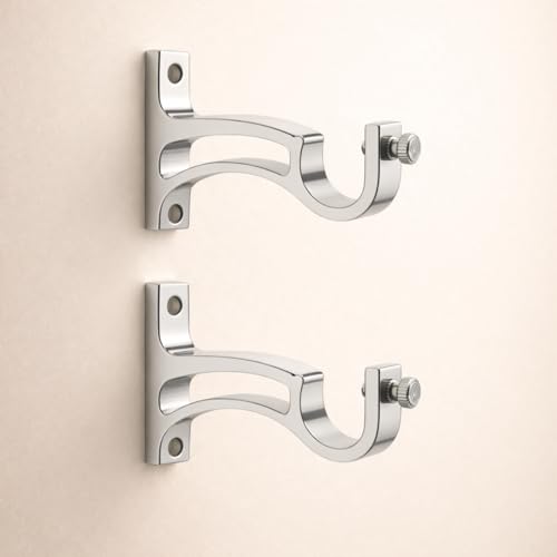 Image of Elite Aluminum Curtain Rod Brackets - Heavy-Duty Wall Mount Clamps for Curtain Rod Support for Door and Window Curtain Rods with Screw and Wall Plug - Pack of 2PCS (ARCSUPPORT)