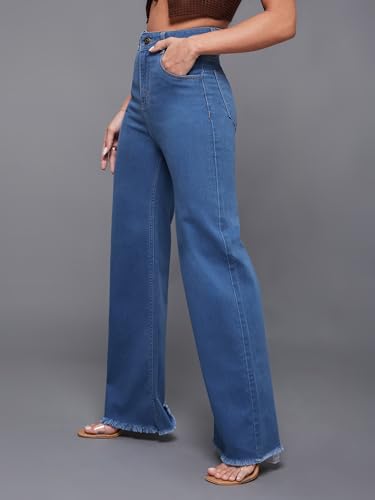 Image of Miss Chase Women's Wide Leg High Rise Regular-Length Stretchable Denim Jeans