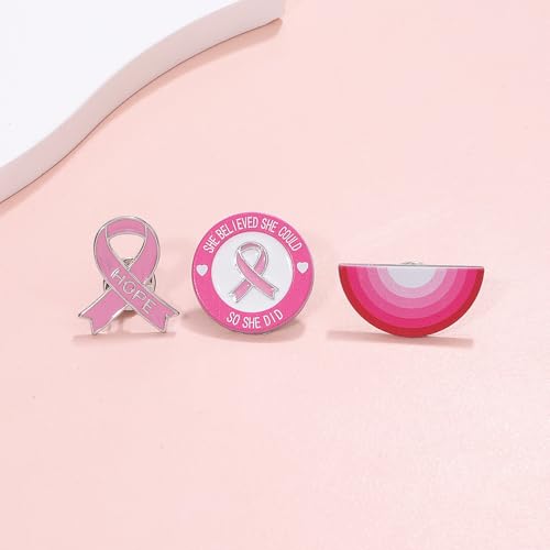Image of Pink Ribbon Breast Cancer Awareness Brooches Pin, Love Faith Strength Hope Butterfly Brooches Pin, Rhinestone Pink Ribbon Hope Pin Brooch