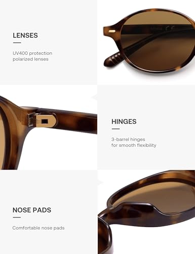 SOJOS Trendy Oval Polarized Sunglasses for Women Men, Chic Retro Small Narrow Round Womens Mens Sunnies SJ26114
