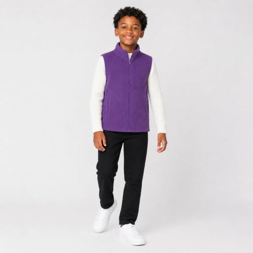 Image of Mud Kingdom Boys Girls Polar Fleece Vest Jacket Ligntweight Plain Vest Full Zipper Sleeveless