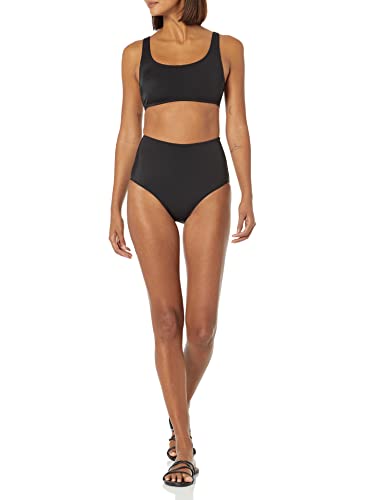 Amazon Essentials Women's High Waist Swim Bottom (Available in Plus Size), Washed Black, Large