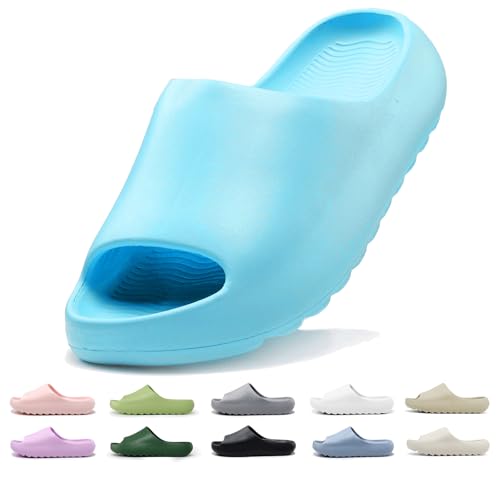 Image of Kids Lightweight Soft EVA Non-Slip Slides Slippers Open Toe Comfy Sandals for Toddler Boys Girls Children Bathroom Shower Summer Pool Beach Slippers