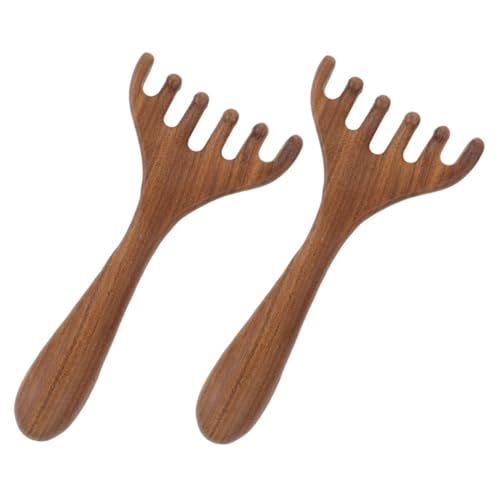 NIYANGLE 2 Stück Geweih Massage Holzkamm
