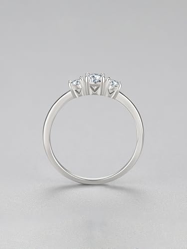 1PC Three Zircon Wedding Band For Women Sterling Silver Ring Material Promise Engagement Eternity Fine Jewelry Gift2