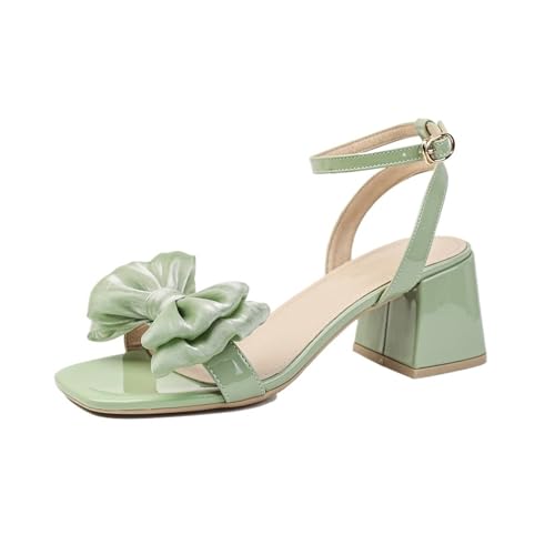 Womens Sandals Women's one-strap bow sandals with thick heels and high heels fashion sandals
