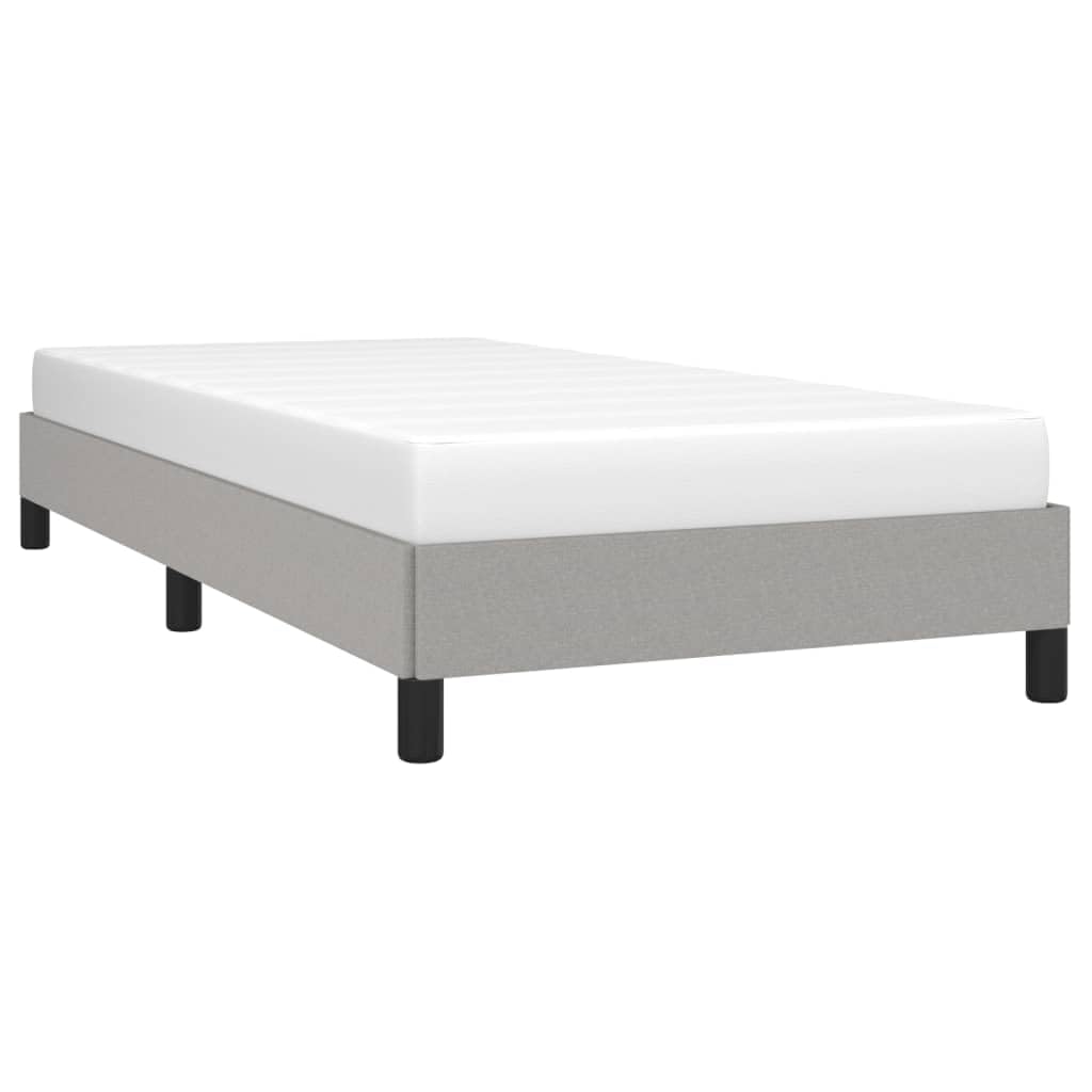 90x190 cm Fabric Bed Frame with Plywood Slats, Light Gray | Upholstered platform bed ideal for youth or guest bedrooms, easy to assemble.