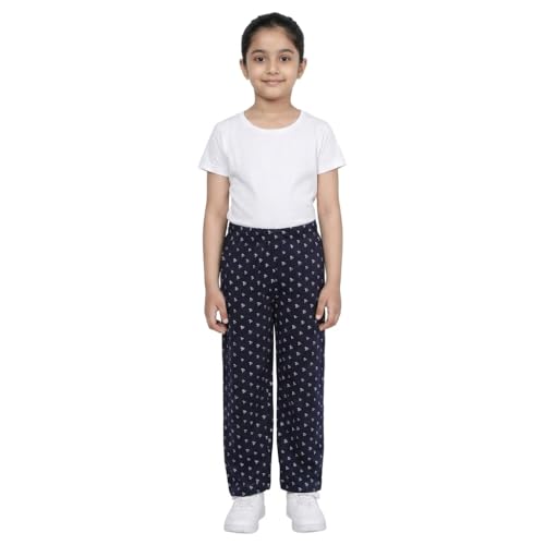 Image of indi weaves Girls Regular Fit Pure Cotton Pajama Pants Pack of 4 Soft Breathable All Over Printed Nightwear Comfortable Sleepwear Lounge Pants for Kids