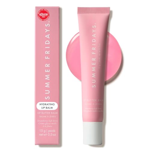 Summer Fridays Lip Butter Balm, Strawberry Soft Serve, Vegan (0.5 Oz)