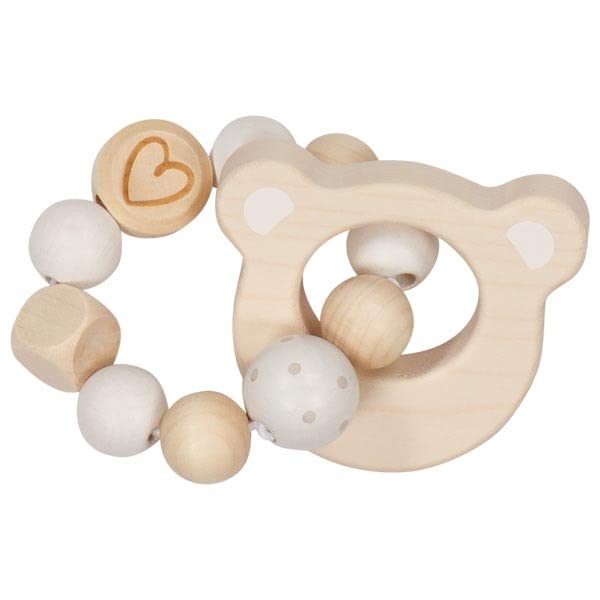 goki 65214 - Gripping toy elastic bear head - trains the grasping reflex - handmade, made in Germany
