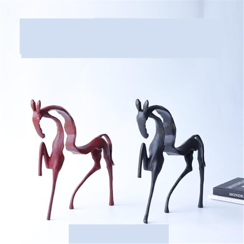 Sculpture de cheval creuse en métal rouge | Objet déco table 33 cm - 6