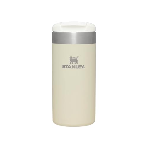 Stanley Aerolight Transit Termo Cafe para Llevar 0.35L - Mantiene el Calor Durante 6 Horas - Compatible con Soporte para Coche - Taza Café Antifugas - Apta Para Lavavajillas - Cream Metallic