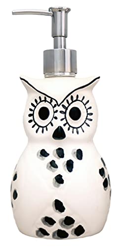 Tuscany Cute Black and White Owl Ceramic Soap Dispenser Lotion Jar, 81688 by ACK