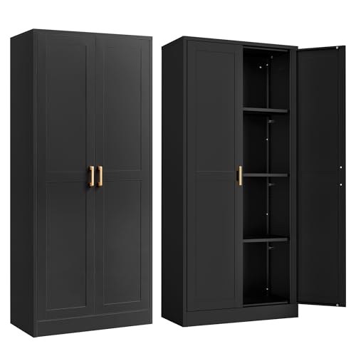 Image of Steeloong 60 inchMetal Pantry Storage Cabinet with Doors & 4 Adjustable Shelves