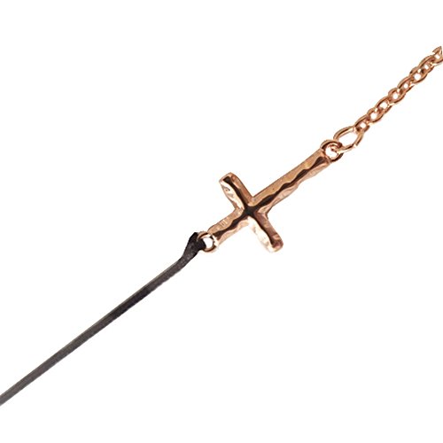 Ficccy 18k Rose Gold Plated Cross Bracelet Tiny Rose Gold Bracelet Elegant