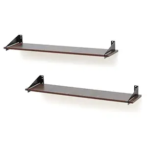 Livzing Wooden Wall Mount Shelf Racks for Living Room Floating Wall Shelves Wall Mounted Display Shelves Showcase for Storage Home Decorative Shelf Wall Rack Wall Bracket Wall Cabinet(Black, Set of 2)