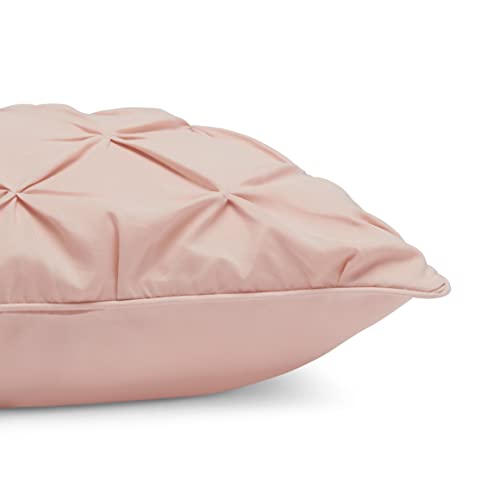 Image of Amazon Basics Queen Size Comforter Set, All-Season Down-Alternative 3-Piece Bedding Set, Pinch Pleat Design, Full /Queen, Blush