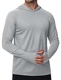 TACVASEN Mens UPF 50+ Shirts Rash Guard UV Protection Hoodies Long Sleeve Sun Shirts Quick Dry Lightweight SPF Swim Hoodie Moisture Wicking Grey XL