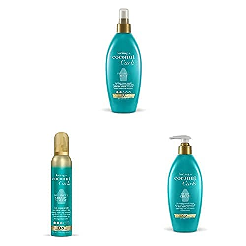 OGX Locking + Curls Finishing Mist with Curls Decadent Creamy Mouse and Curls Air Dry Cream