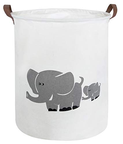 HIYAGON Large Sized Storage Baskets with Handle,Collapsible & Convenient Home Organizer Containers for Kids Toys,Baby Clothing (Parent-Child Elephant)