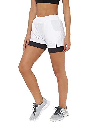 Image of CHKOKKO Gym Shorts for Women Workout Sports Running Quick Dry Fit Double Layer Inner Compression with Pockets Breathable Lightweight Wear