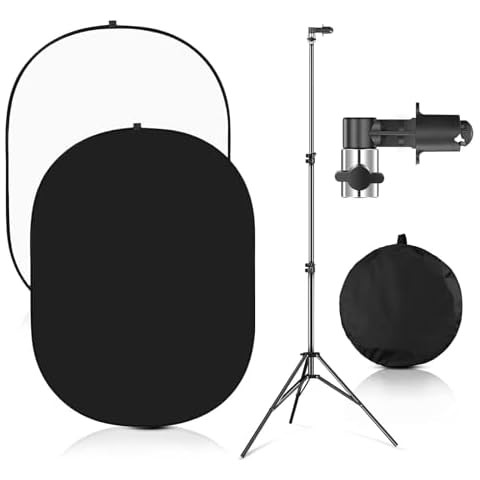 Portable Chromakey Black and White 2-in-1 Foldable Pop-Up Backdrop with Stand, 150 x 200 cm Foldable Panel for Photo, Video, Live Stream, etc. (Black & White) Cover
