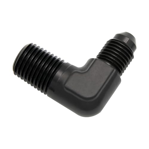 Codo de aluminio negro de 90 grados con conexiones AN4 y 1/4 NPT macho 6