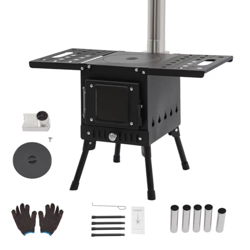 Mqwdxzfes Klappbarer Camping Holzofen, Zeltofen Outdoor-Küchenofen mit...