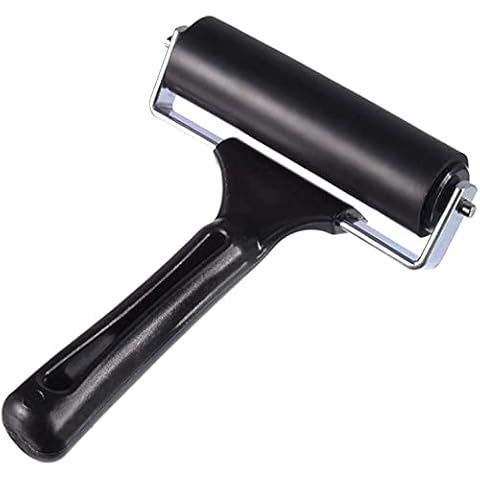 Hard Rubber Brayer Roller,Anti Skid Tape Construction Tool for Printmaking Wallpapers Stamping Gluing Application (3.8 Inch) Brand: Rocutus Cover