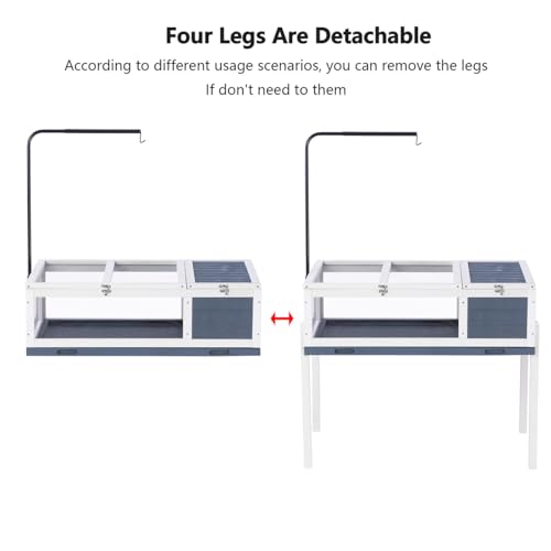 BIRASIL Wood Tortoise House, Indoor Turtle Habitat Reptile Cage, Tortoises Enclosure for Small Animals Lizards Hamster