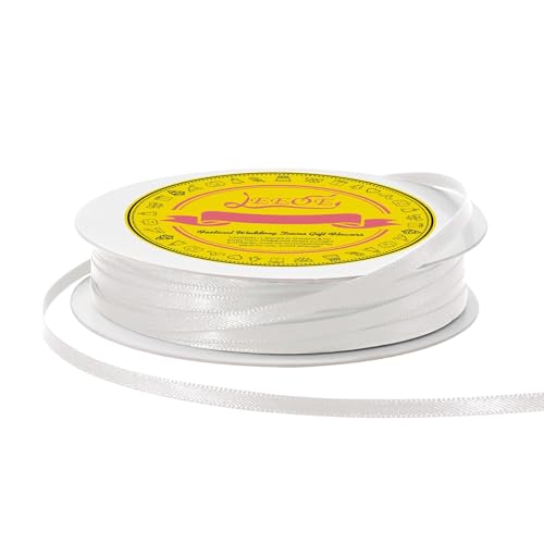 Image of Double Face Off White Satin Thin Ribbon 1 /8 inch X 50 Yards Polyester Off White Ribbon for Gift Wrapping Very Suitable for Weddings Party Hair Bow Invitation Decorations and More