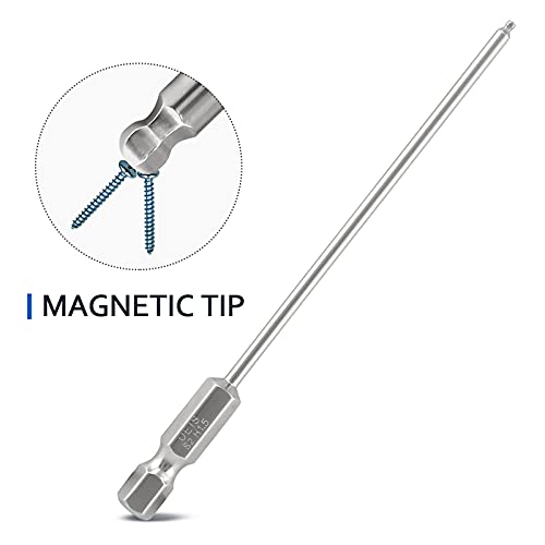 Ldexin 10Pcs Ball End Hex Head Screwdriver Bits Set, 1.5Mm Magnetic Tips Ball End Drill Bit Magnetic With 1/4 Inch Hex Shank, 100Mm Length #TOP4