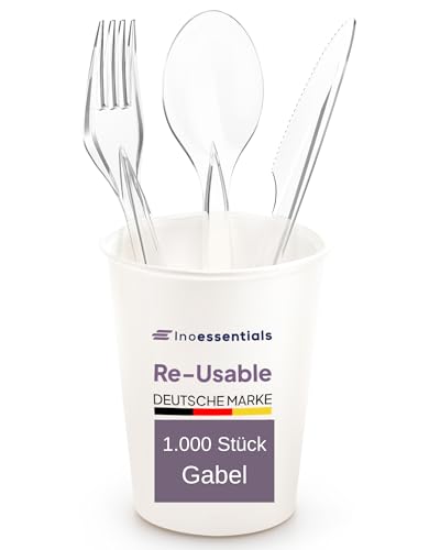 Inoverse 1000 Stück Mehrweg Plastikgabel, Reusable Plastikbesteck, Hochwertigen Plastikgabeln, Premium Kuchengabeln, Wiederverwendbar Party Besteck,...