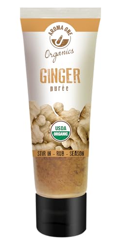 Aroma One Ginger Puree Paste - Organic Herb Concentrate for Cooking, Seasoning & Sauces - Fresh Flavor Enhancer, Non-GMO, Gluten-Free, Vegan - Easy Squeeze Tube, Kitchen Must-Have - 80g (2-Pack)