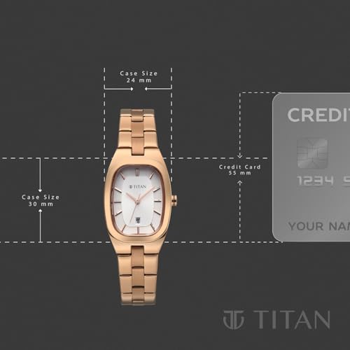 Image of Titan Work Essentials with Silver Dial Rose Gold Metal Strap Watch for Women - 95378WM01